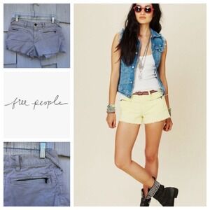 Free People Tan Corduroy Cut-Off Micro Shorts Women 25 Frayed Hem Zip Pockets